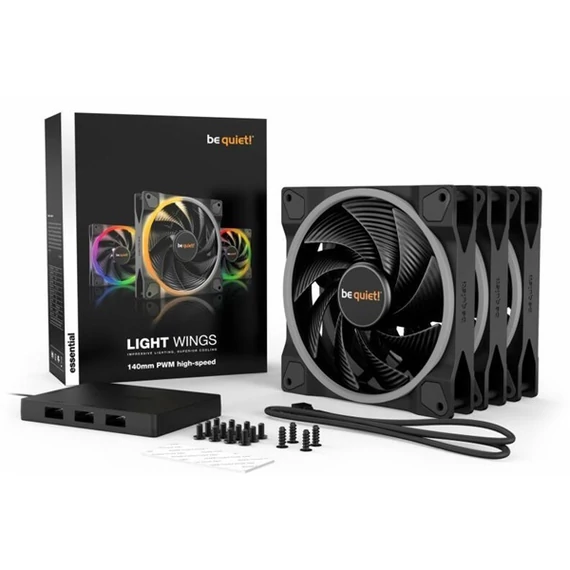 BE QUIET! Rendszerhűtő ventilátor Light Wings PWM High-Speed, 14cm (3-PACK)