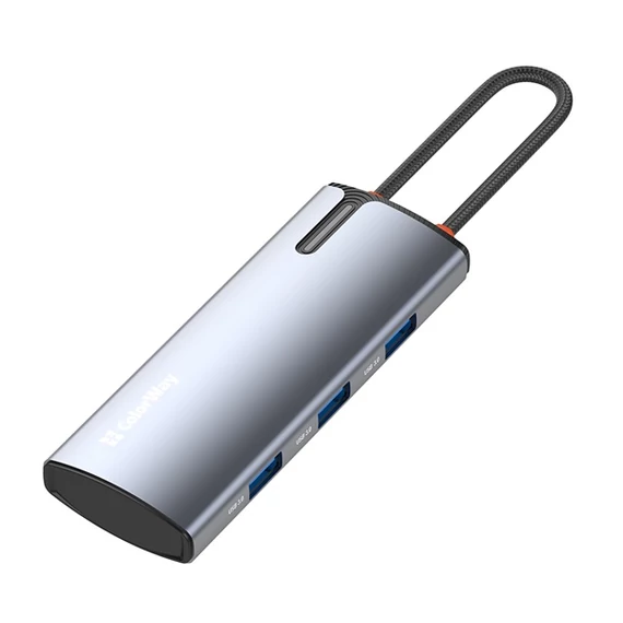 COLORWAY USB-elosztó (dokkolóállomás) CW-HUB01, ColorWay USB-C 5-b-1 Type C PD 100W/USB3.0x3/HDMI 4K