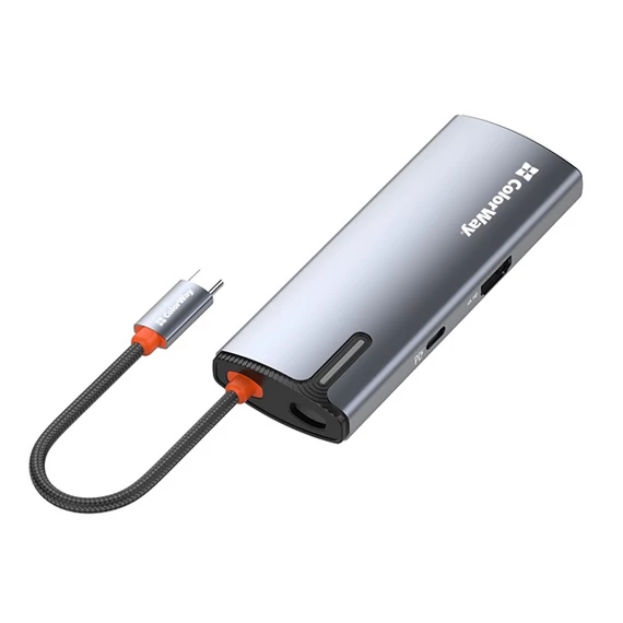 COLORWAY USB-elosztó (dokkolóállomás) CW-HUB01, ColorWay USB-C 5-b-1 Type C PD 100W/USB3.0x3/HDMI 4K