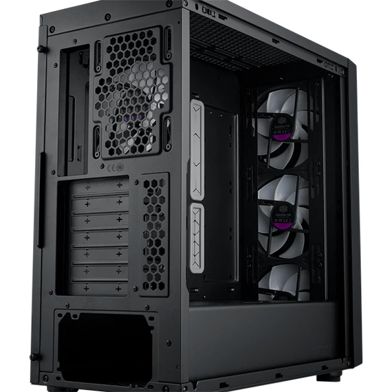 COOLER MASTER Ház ATX MasterBox 600, Tápegység nélkül, Üvegfalú, fekete