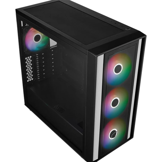 COOLER MASTER Ház ATX MasterBox 600, Tápegység nélkül, Üvegfalú, fekete