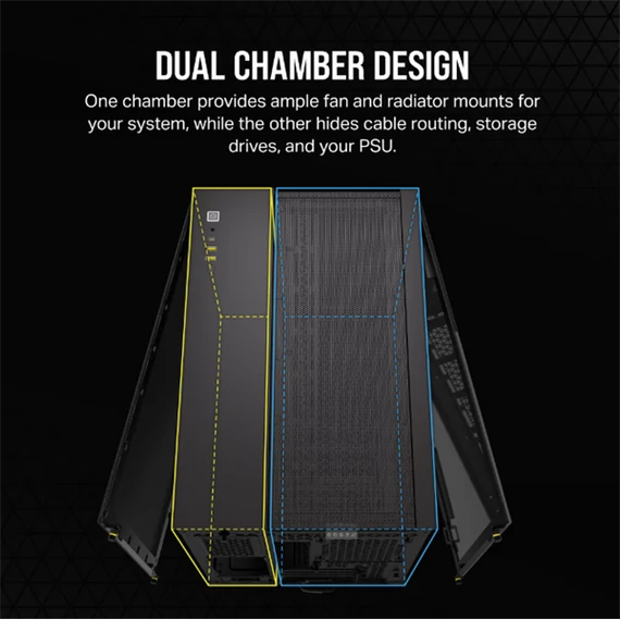 CORSAIR Ház Micro-ATX 2500D AIRFLOW, Tápegység nélkül, Edzett Üveg, fekete