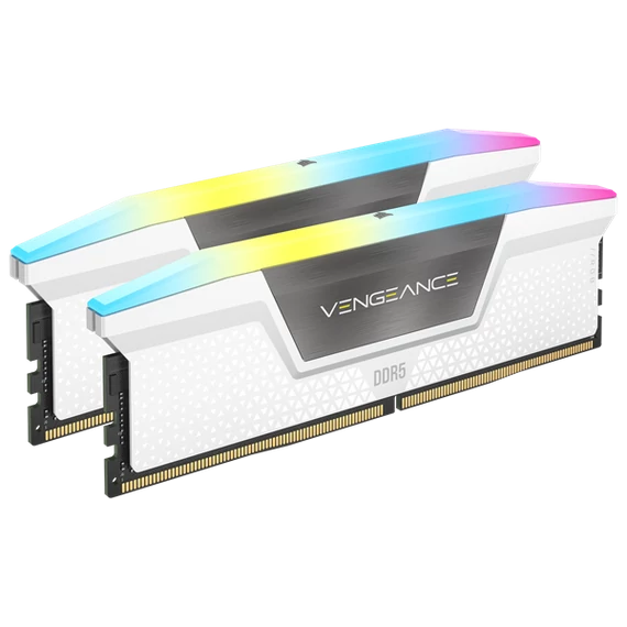 CORSAIR Memória VENGEANCE RGB DDR5 32GB 5600MHz C40 (Kit of 2), fehér