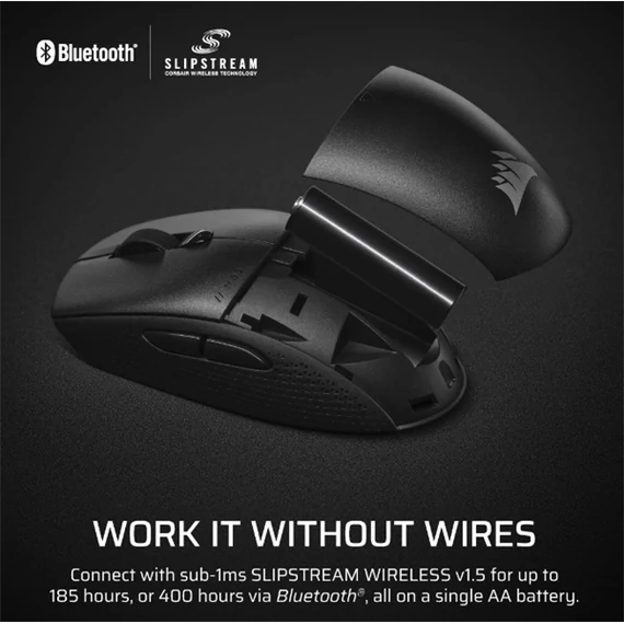 CORSAIR Vezeték Nélküli Egér Gaming, M55 Lightwight, 6 programozható gomb, Ultra-könnyű, 16000dpi, fekete