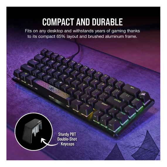 CORSAIR Vezetékes Billentyűzet Gaming, K65 PRO MINI RGB 65%, Optical-Mechanical, US, szürke