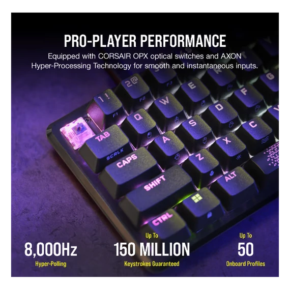 CORSAIR Vezetékes Billentyűzet Gaming, K65 PRO MINI RGB 65%, Optical-Mechanical, US, szürke