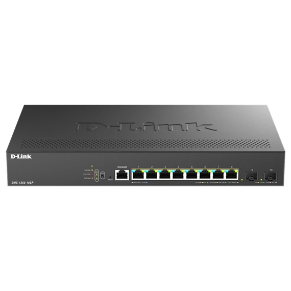 D-LINK Switch 8x2.5Gbps(POE) + 2xSFP+ Multi-Gigabit Fémházas Asztali, DMS-1250-10SP/E