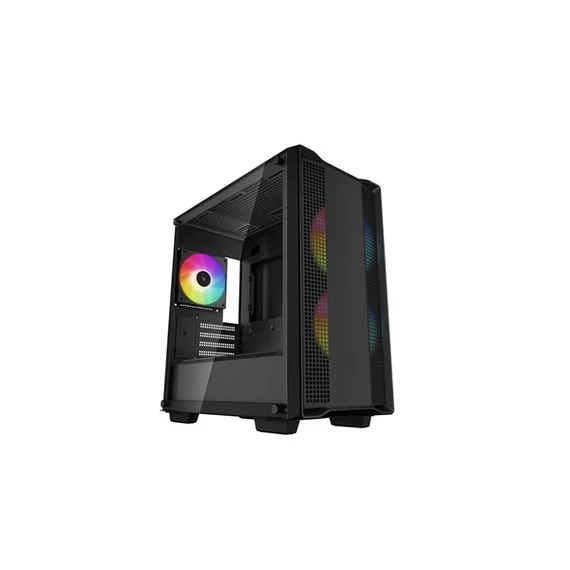 DEEPCOOL Ház Micro ATX CC360 ARGB Tápegység nélkül, Fekete Üvegfalú