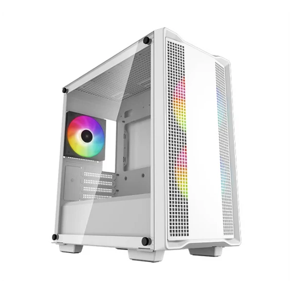 DEEPCOOL Ház Mini-ITX/Micro-ATX CC360 WH ARGB Tápegység nélkül, Fehér Üvegfalú