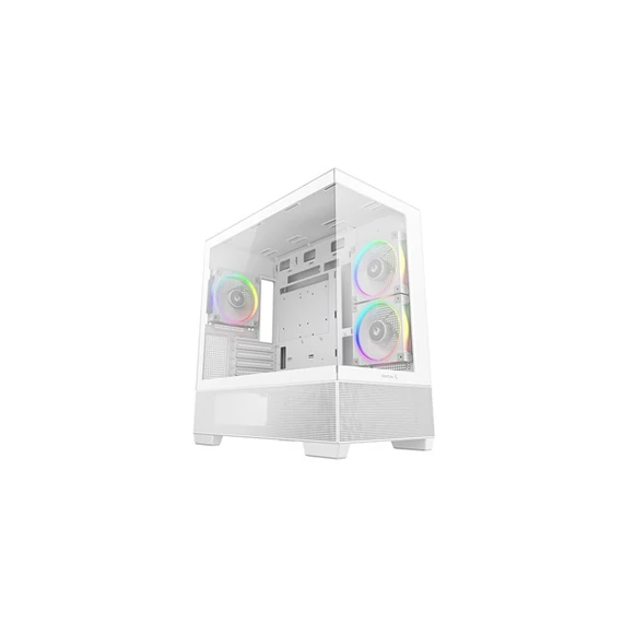 DEEPCOOL Ház Micro ATX CG380 3F WH, Tápegység nélkül, Fehér, Üvegfalú