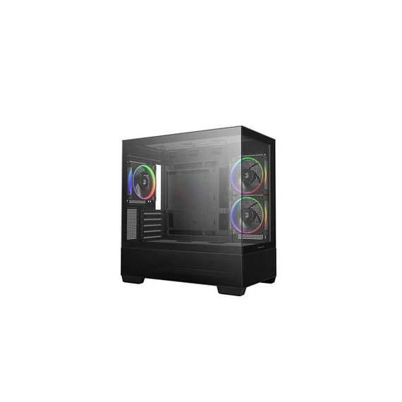 DEEPCOOL Ház Micro ATX CG380 3F, Tápegység nélkül, Fekete, Üvegfalú