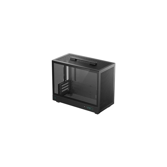 DEEPCOOL Ház Micro ATX CH160 PLUS, Tápegység nélkül, Fekete, Üvegfalú