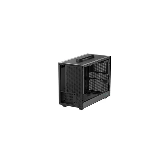 DEEPCOOL Ház Micro ATX CH160 PLUS, Tápegység nélkül, Fekete, Üvegfalú