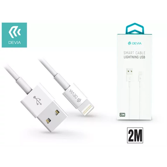 Devia Smart USB/Lightning töltő- és adatkábel, fehér, 2m