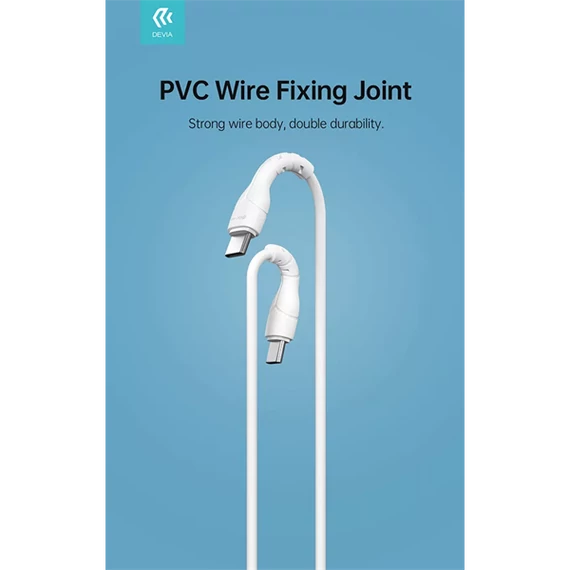 DEVIA USB TYPE-C - USB TYPE-C ADAT- ÉS TÖLTŐKÁBEL 1 M-ES VEZETÉKKEL - KINTONE SERIES TYPE-C TO TYPE-C CABLE - 60W, WHITE