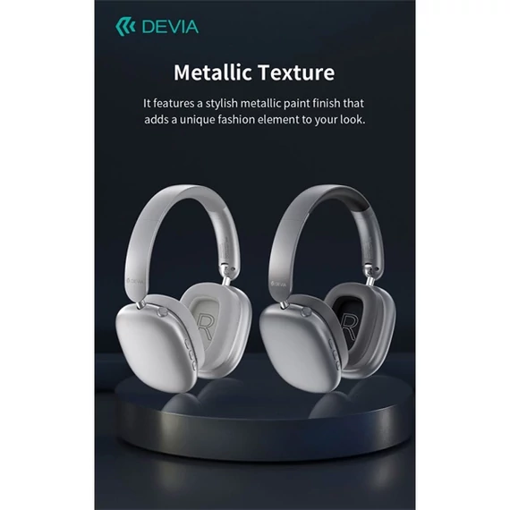 Devia EarBass Pro2 ANC Bluetooth sztereó fejhallgató beépített mikrofonnal - szürke