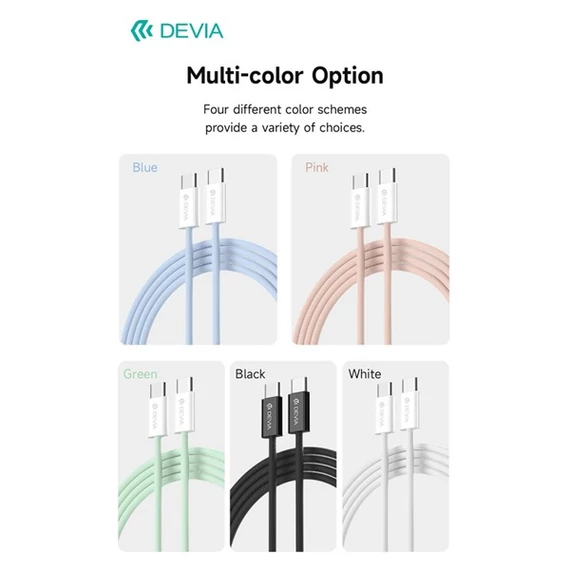 Devia Smart Series Woven 60W PD Type-C/Type-C adat- és töltőkábel 1m - pink