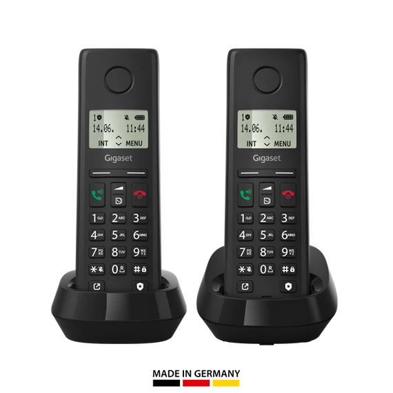 GIGASET DECT telefon, PURE 200 Duo, fekete