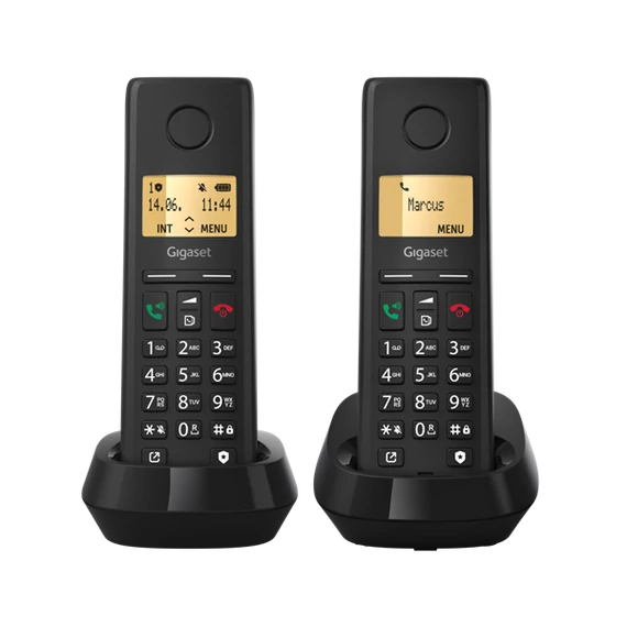 GIGASET DECT telefon, PURE 200 Duo, fekete