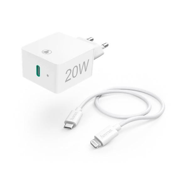 HAMA 201620, FIC E3 HÁLÓZTI TÖLTŐ (PD) 20W+LIGHTNING - USB TYPE-C ADATKÁBEL