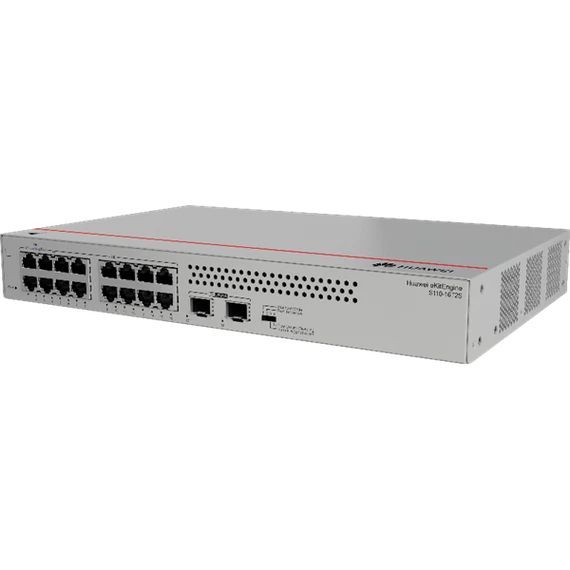Huawei eKit Switch 16x1000Mbps + 2x1000Mbps SFP, Nem menedzselhető, Rackes/Asztali, fanless - S110-16T2S
