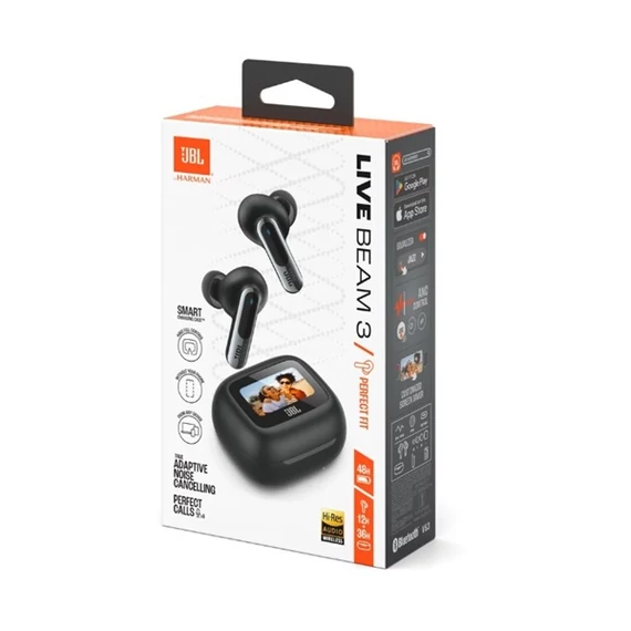 JBL Live Beam 3 (Vezeték nélküli fülhallgató), Fekete