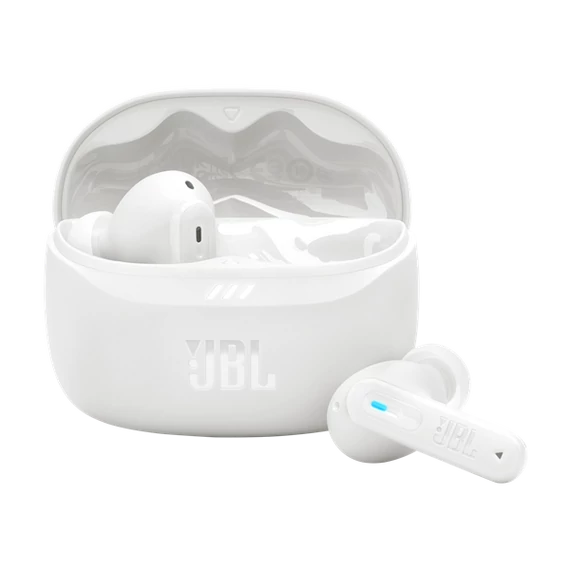 JBL Tune Beam 2 TWS Bluetooth fülfallgató mikrofonnal, USB-C, 100dB, In-Ear, 16 ohm, tölthető 2 óra, 65 mAh, fehér