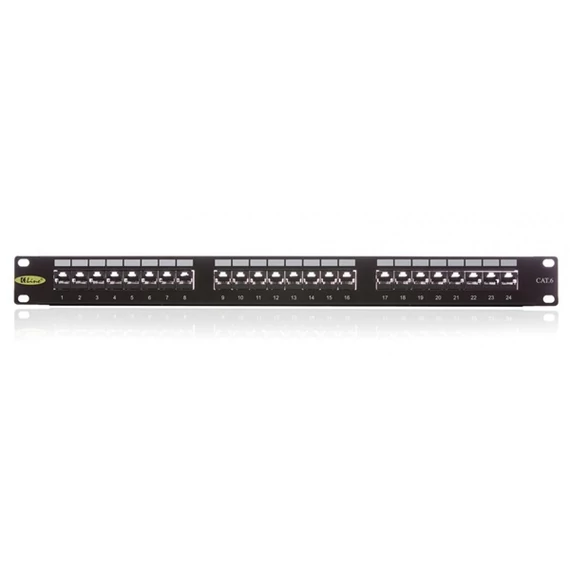 KELINE Patch Panel CAT.6 UTP 24 portos 1U Kompakt, Fekete