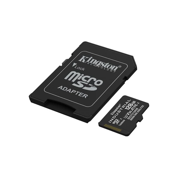KINGSTON Memóriakártya MicroSDXC 128GB Industrial C10 A1 pSLC + Adapter