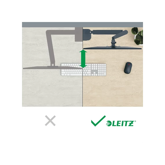 LEITZ, Ergo Dual helytakarékos monitorkar, két monitorhoz, sötétszürke