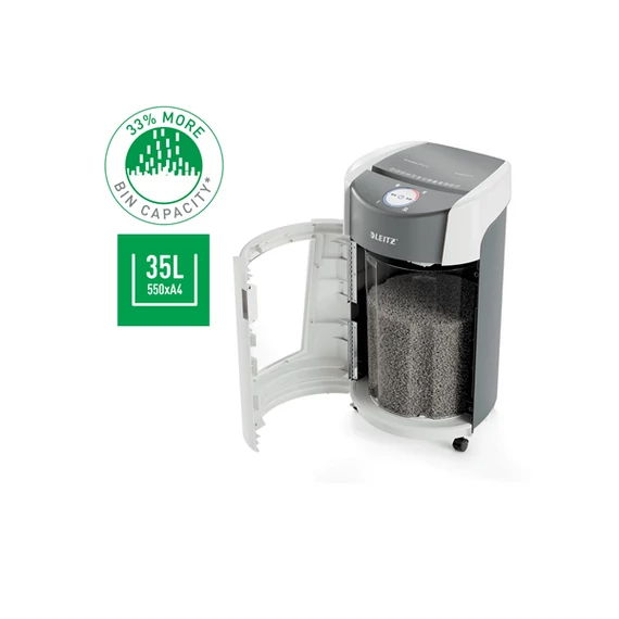 LEITZ IQ OptiMax Office P5 iratmegsemmisítő, 35L, fehér