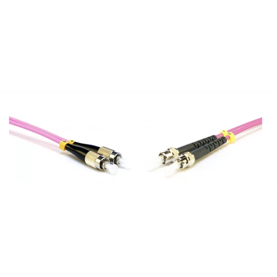 LINKEASY Duplex patch kábel  2 x ST/UPC + 2 x FC/UPC csatlakozóval, 3mm duplex core 50/125 OM4 LSZH, 15 m