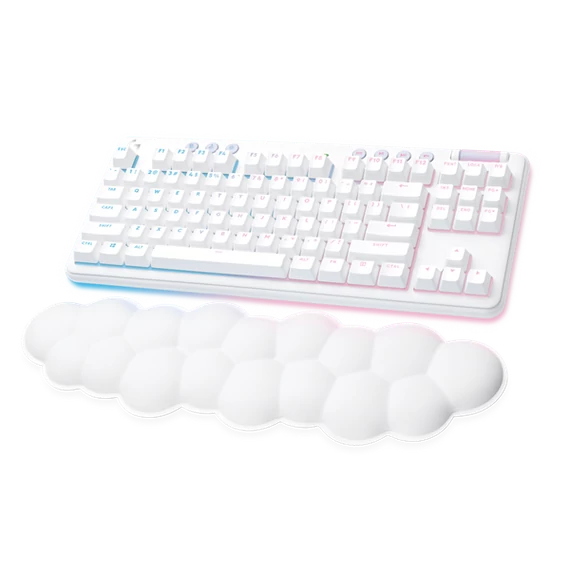LOGITECH Billentyűzet - G715 Aurora RGB Gaming Vezeték Nélküli (Linear) UK, Fehér + Kéztámasz