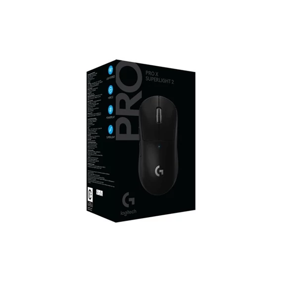 LOGITECH Egér - G Pro X SUPERLIGHT 2 Vezeték Nélküli Gaming LIGHTSPEED, Fekete
