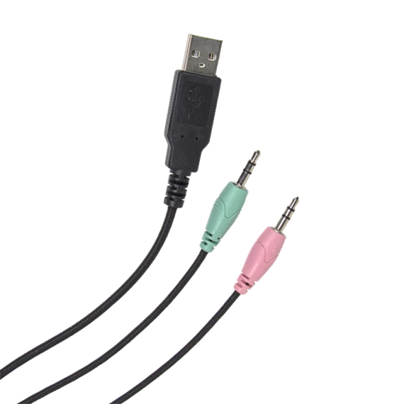 MARWUS GH602 vezetékes gaming headset LED világítással (2 × 3.5mm audio jack + USB táp, ergonomikus)