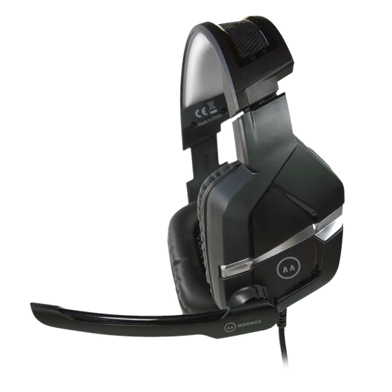 MARWUS GH602 vezetékes gaming headset LED világítással (2 × 3.5mm audio jack + USB táp, ergonomikus)