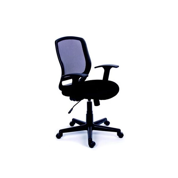 MAYAH Irodai szék, karfás, fekete szövetborítás, feszített hálós háttámla, fekete lábkereszt,