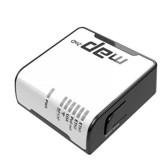 MIKROTIK Wireless Router RouterBOARD 2,4Hz, 2x100Mbps, 300Mbps, Falra rögzíthető - RBMAP2ND