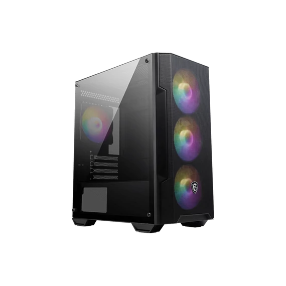 MSI Ház Micro ATX FORGE M100A, 4xA-RGB ventilátor, Tápegység nélkül, üvegfalú, fekete