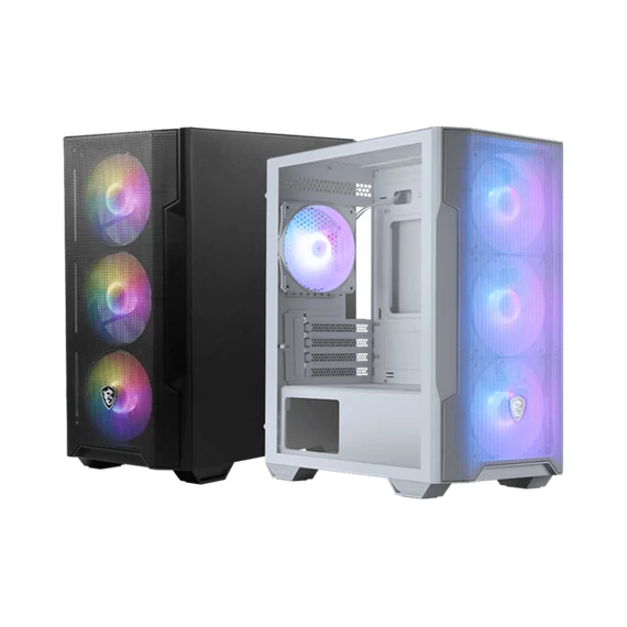 MSI Ház Midi ATX FORGE M100R, 4xARGB ventilátor, Tápegység nélkül, üvegfalú, fekete