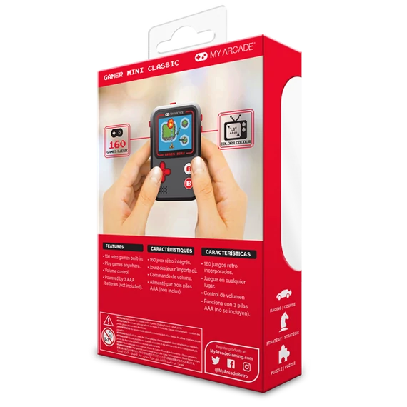 MY ARCADE Játékkonzol Gamer Mini Classic 160in1 Fekete & Piros Hordozható, DGUN-3925
