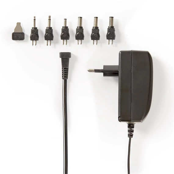 Nedis ACPA003 univerzális AC-DC tápegység, állítható 9V-24V, 24W, 1.0 - 1.5 A, 6 cserélhető táp dugó