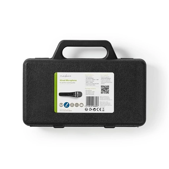 Nedis MPWD50CBK dinamikus mikrofon, levehető kábel 5m, 50 Hz - 15 kHz 600 Ohm -72 dB, kapcsoló, fekete/szürke