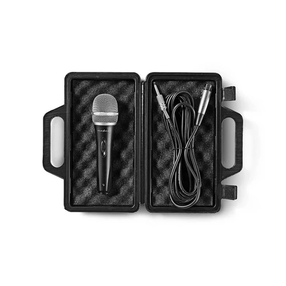 Nedis MPWD50CBK dinamikus mikrofon, levehető kábel 5m, 50 Hz - 15 kHz 600 Ohm -72 dB, kapcsoló, fekete/szürke