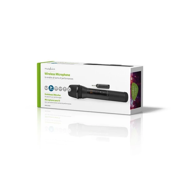 Nedis MPWL200BK vezeték nélküli mikrofon, 20 csatorna, 10 órás üzemidő, 6,35 jack csatlakozó, 14dBm, 95dB