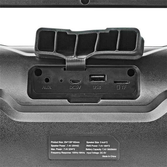 Nedis SPBB310BK akkumulátoros party boombox, 120W, Bluetooth, 10 m hatótávolság, USB, microSD , 6 óra vez nélkül