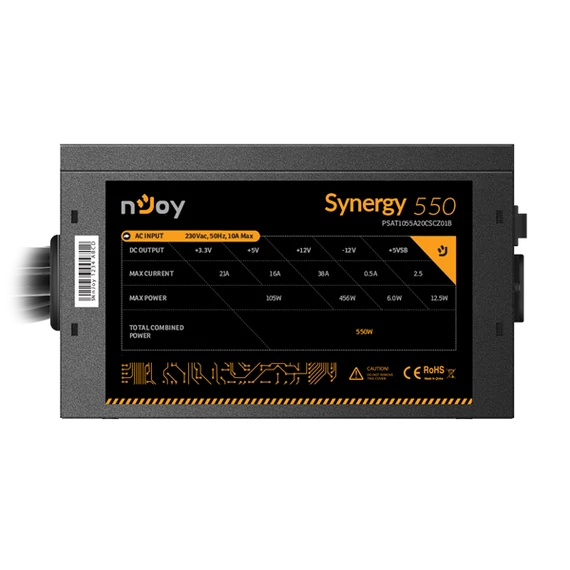 NJOY Tápegység Synergy 550W, 12cm, 20+4, Aktív PFC 80+ White