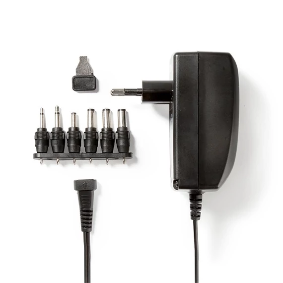 Nedis ACPA007 univerzális AC-DC tápegység, állítható 3V-12V, 2,25A, 27W, 6 cserélhetó táp dugó