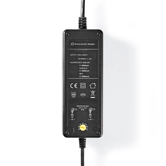 Nedis ACPA116 univerzális AC-DC tápegység, 6V - 16V, 60W, 8 cserélhető táp dugó