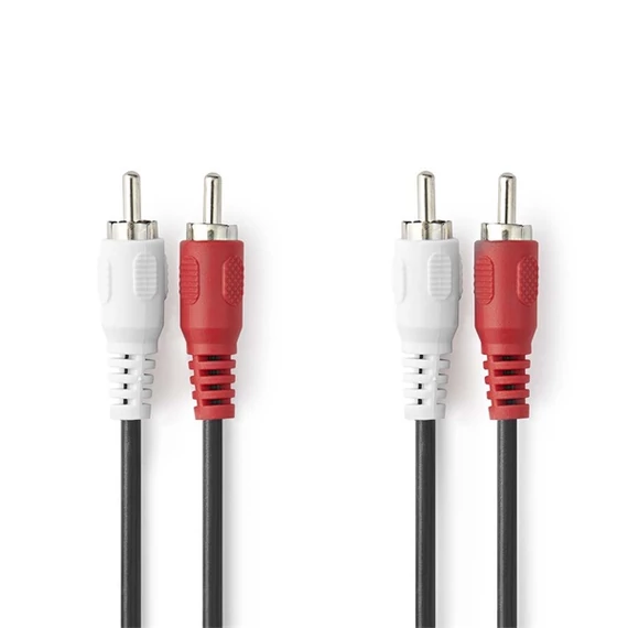 Nedis CAGL24200BK100 sztereo audio kábel, 2 X RCA dugó - 2 X RCA dugó, hossz 10m